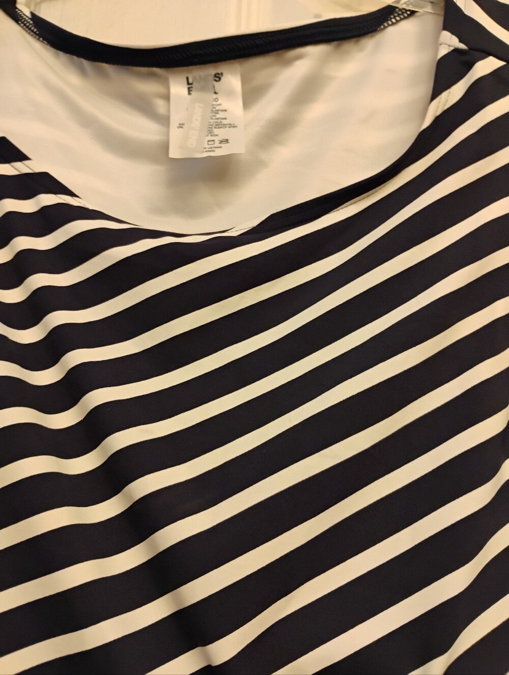 Lands End Plus Size 22W DDD Cup High Neck Tankini TOP Deep Sea Diagonal Stripe - Picture 12 of 12